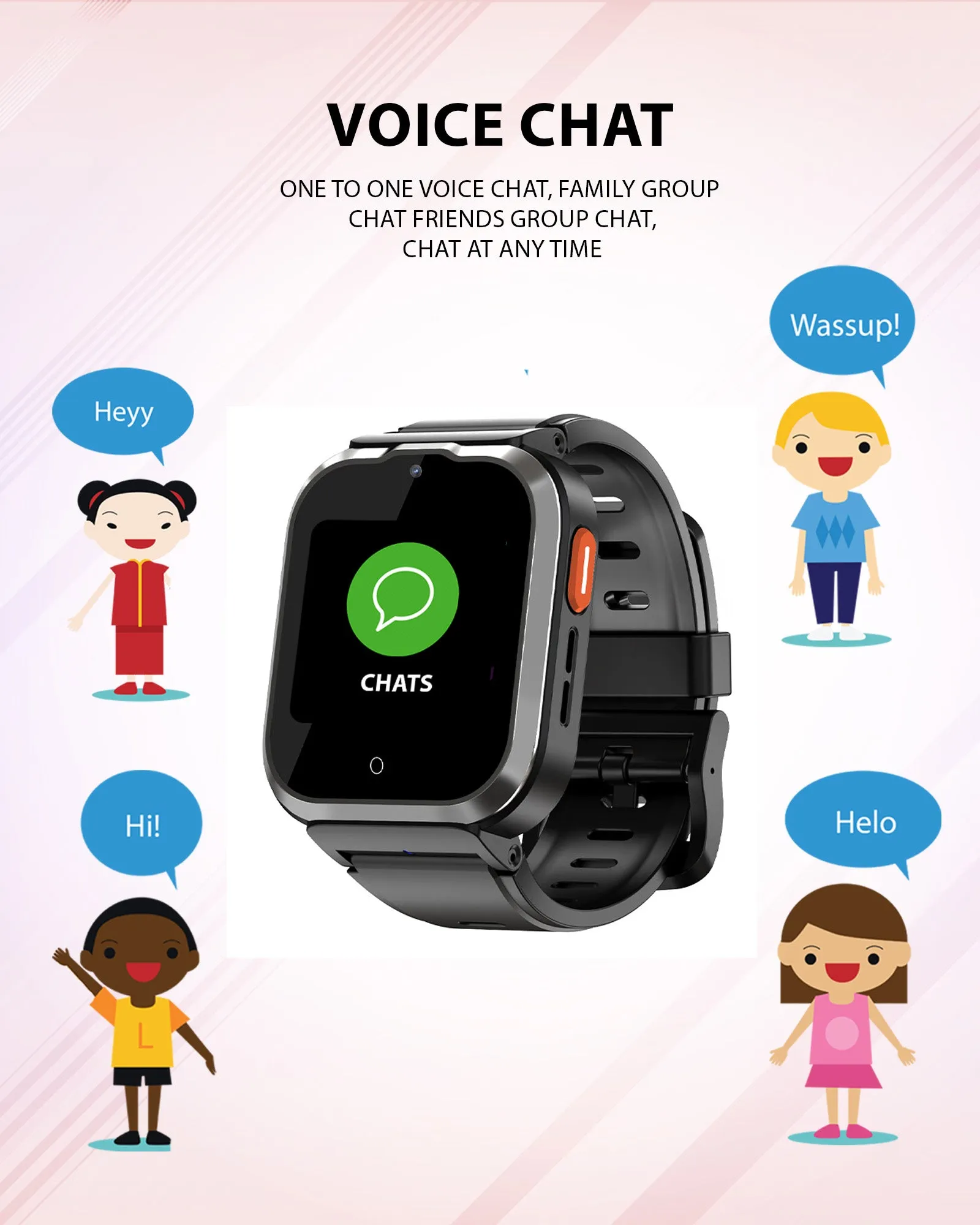 Spiky 4G Cyclops 4g Video & Voice Call, Dewatering Waterproof Kids Smartwatch with Printed strap