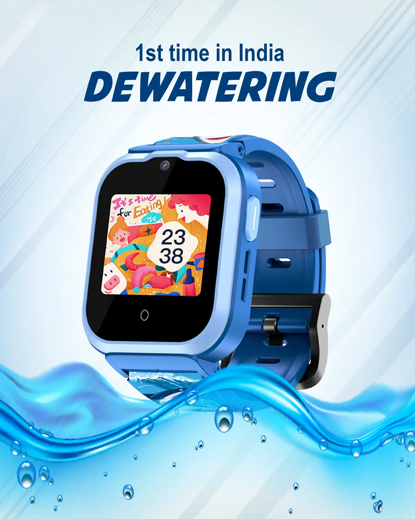 Spiky 4G Cyclops 4g Video & Voice Call, Dewatering Waterproof Kids Smartwatch with Printed strap