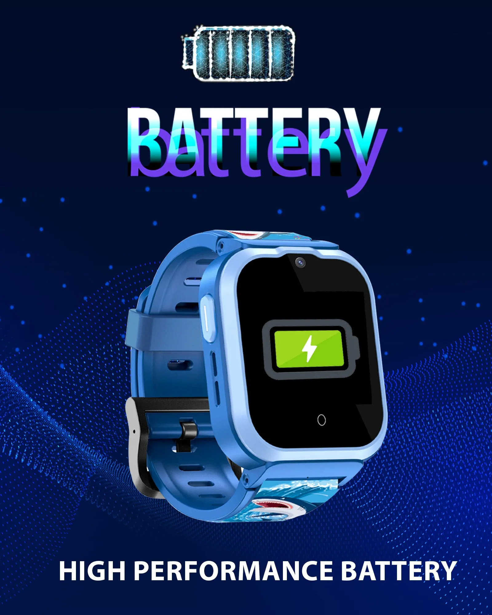 Spiky 4G Cyclops 4g Video & Voice Call, Dewatering Waterproof Kids Smartwatch with Printed strap