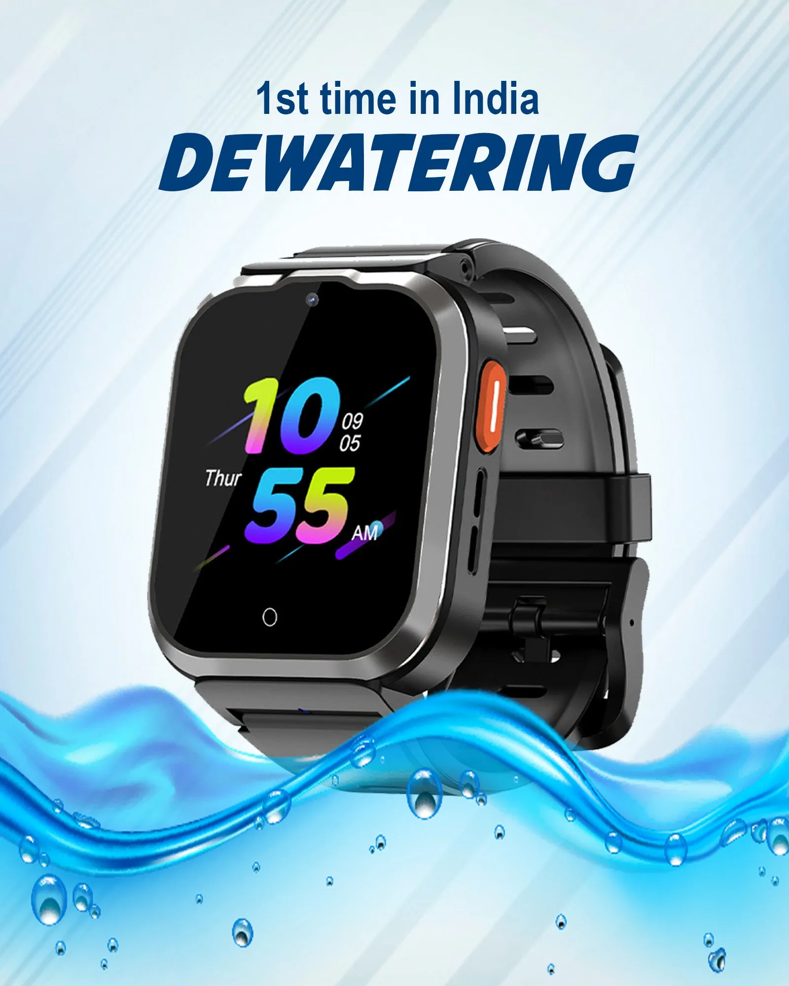 Spiky 4G Cyclops 4g Video & Voice Call, Dewatering Waterproof Kids Smartwatch with Printed strap