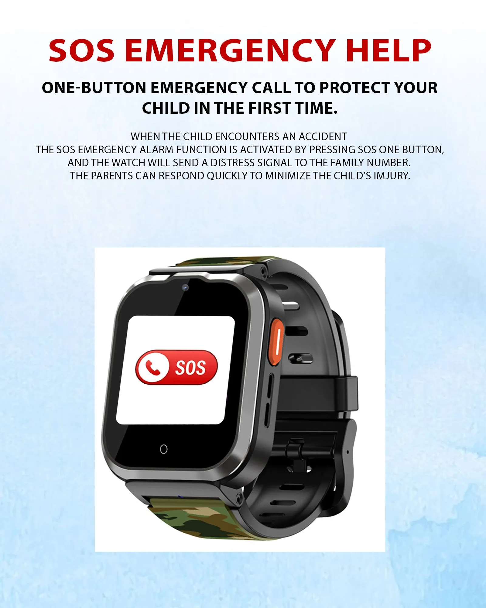 Spiky 4G Cyclops 4g Video & Voice Call, Dewatering Waterproof Kids Smartwatch with Printed strap