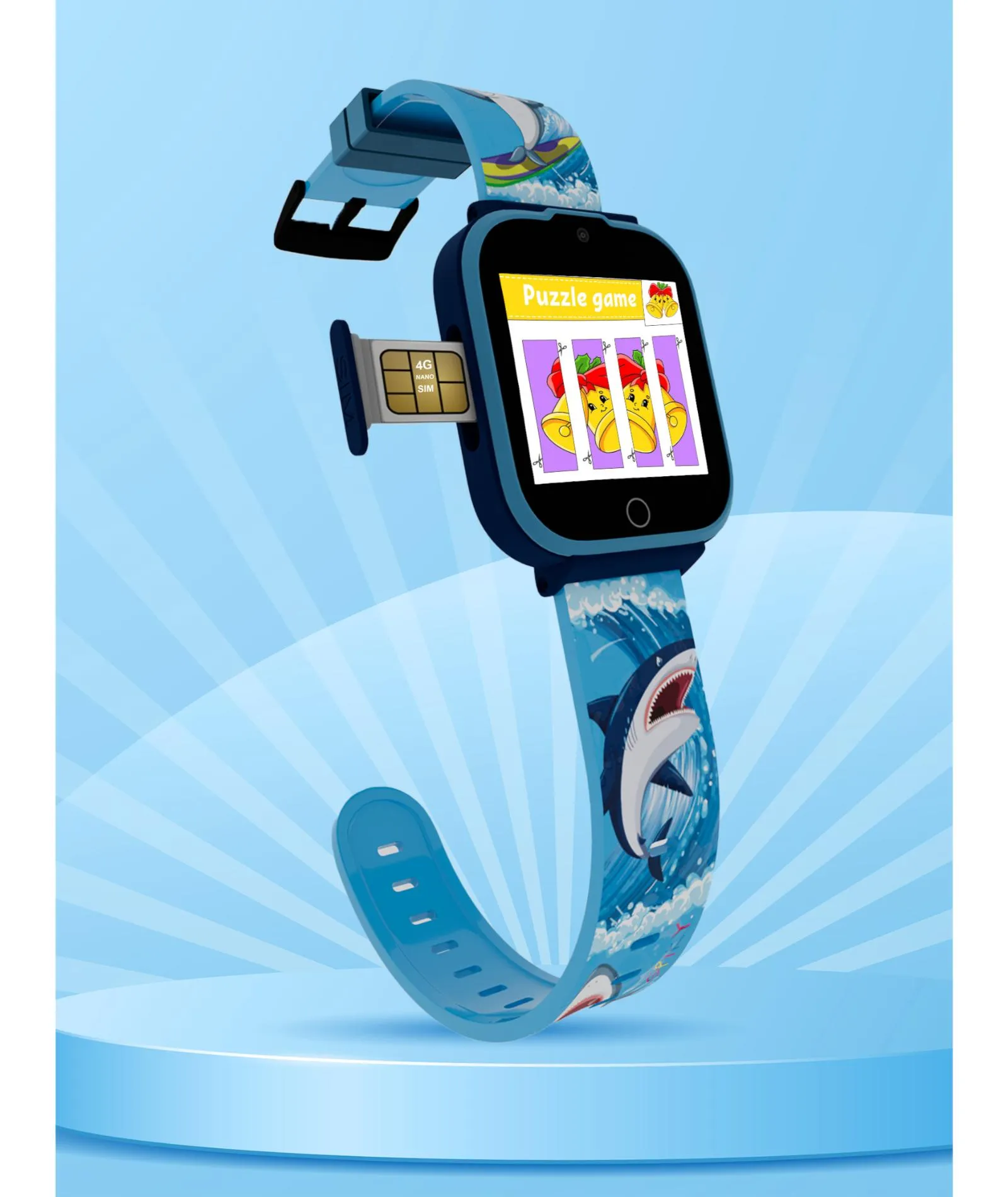 Spiky 4G Cyclops 4g Video & Voice Call, Dewatering Waterproof Kids Smartwatch with Printed strap