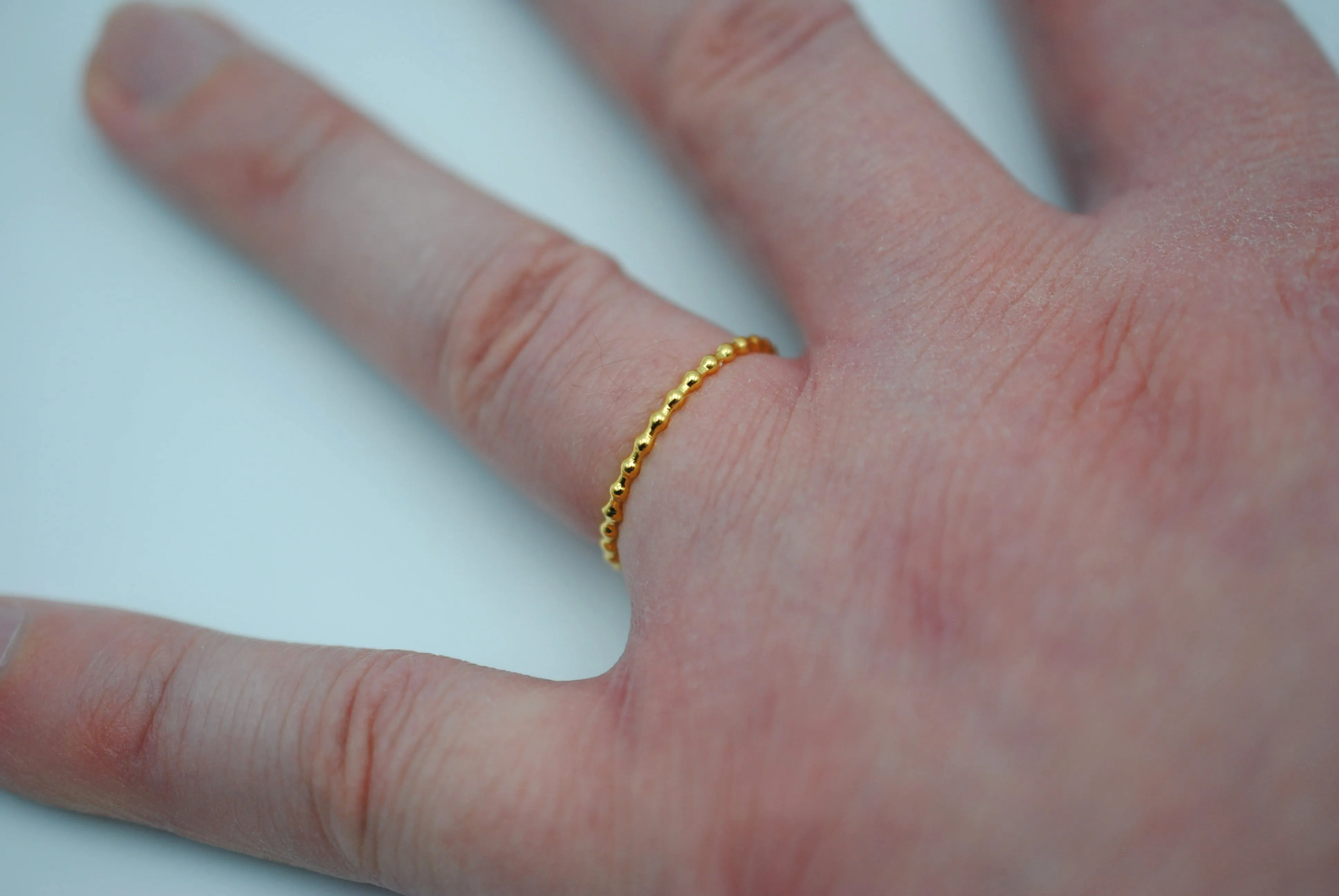 Stacking Ring: Bubble Texture, Yellow Gold Finish, Thin Width