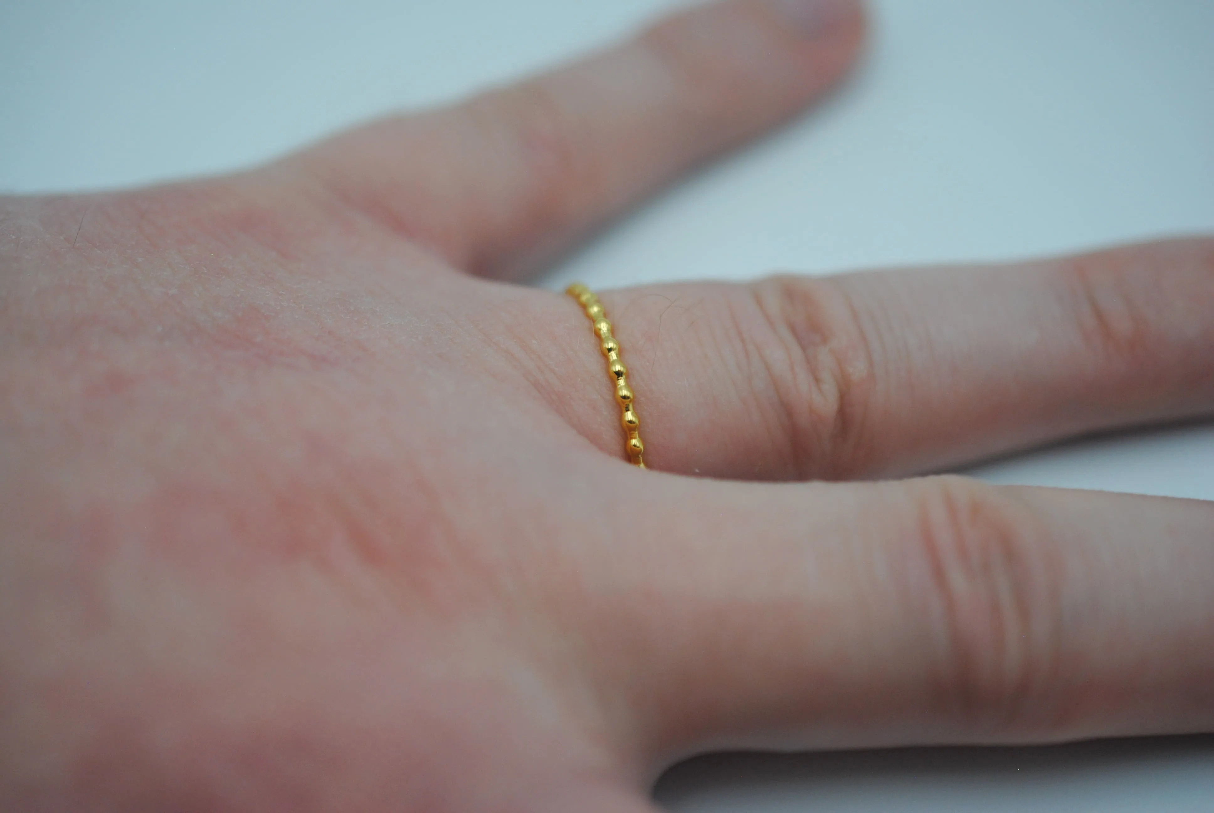 Stacking Ring: Bubble Texture, Yellow Gold Finish, Thin Width