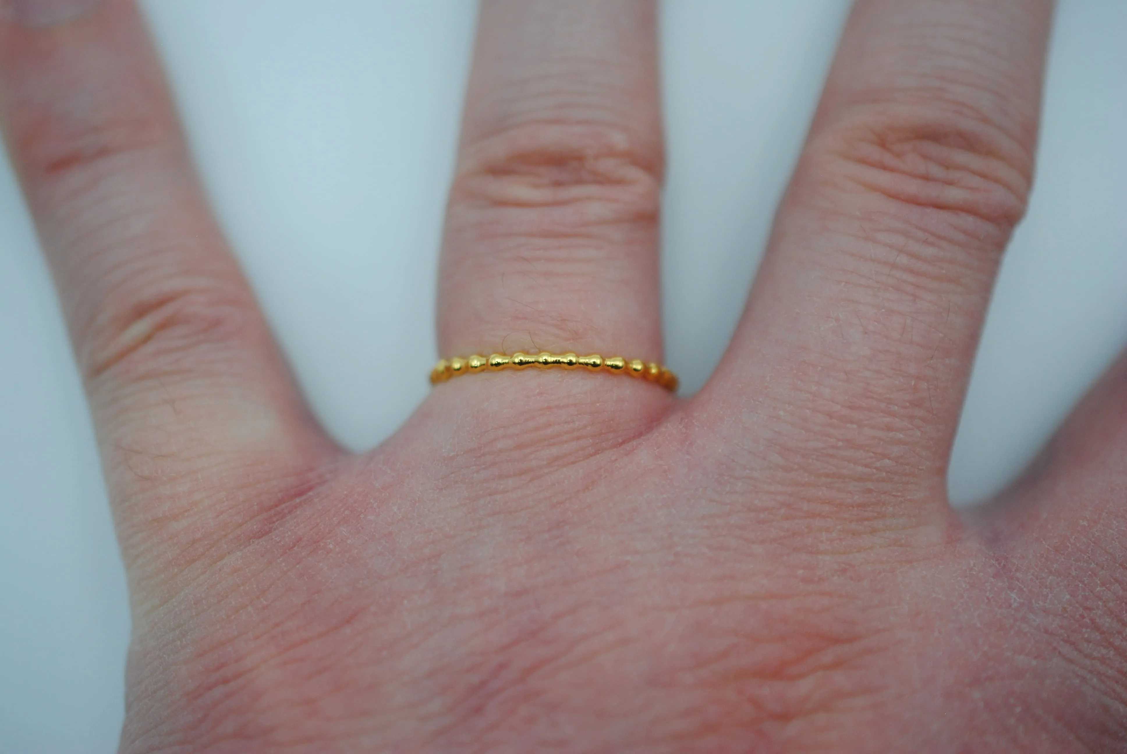 Stacking Ring: Bubble Texture, Yellow Gold Finish, Thin Width