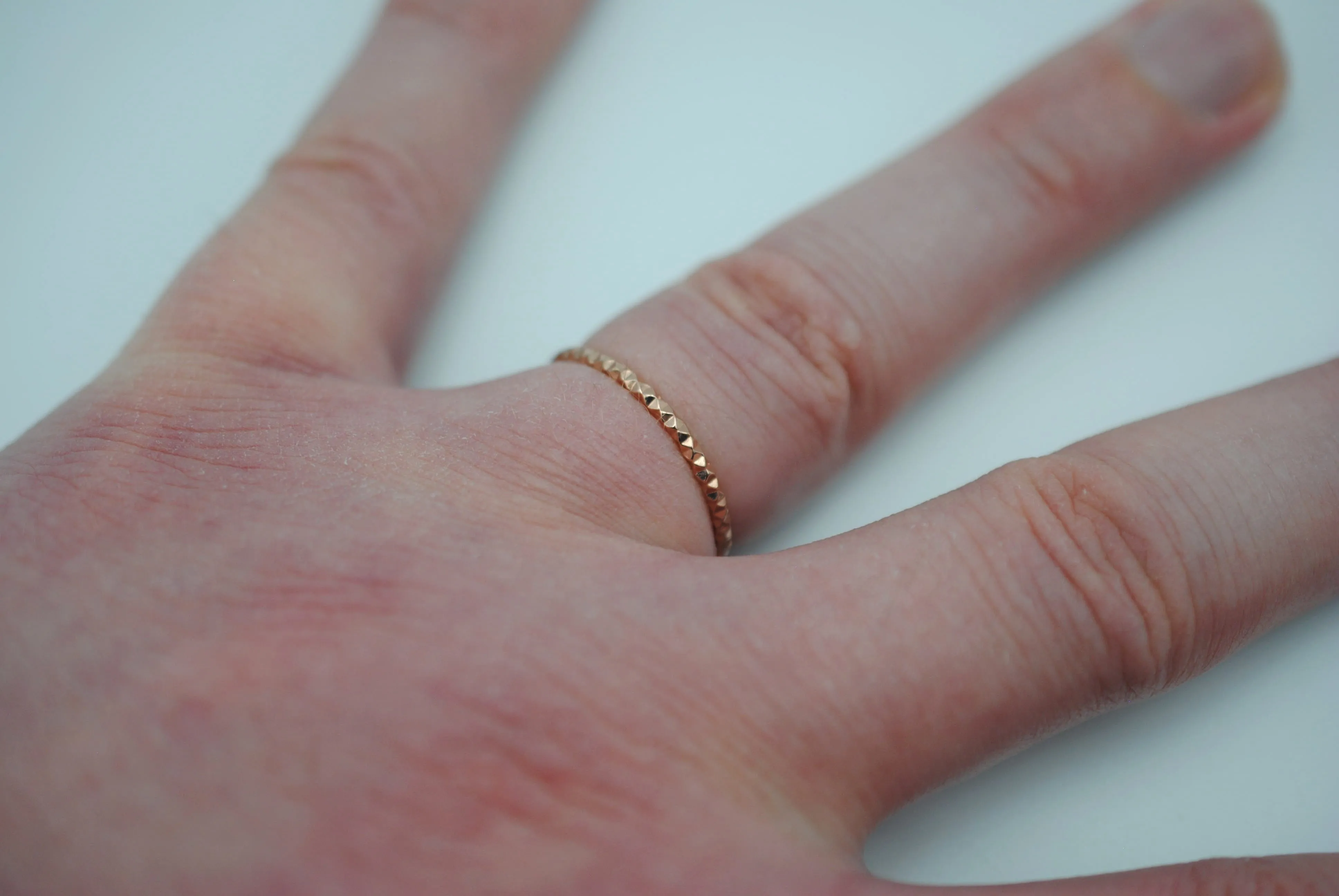 Stacking Ring: Sparkle Texture, Rose Gold Finish, Medium Width