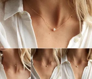 Stainless Steel Choker Pearl Necklaces For Women Gold Layered Chain Necklace Jewelry