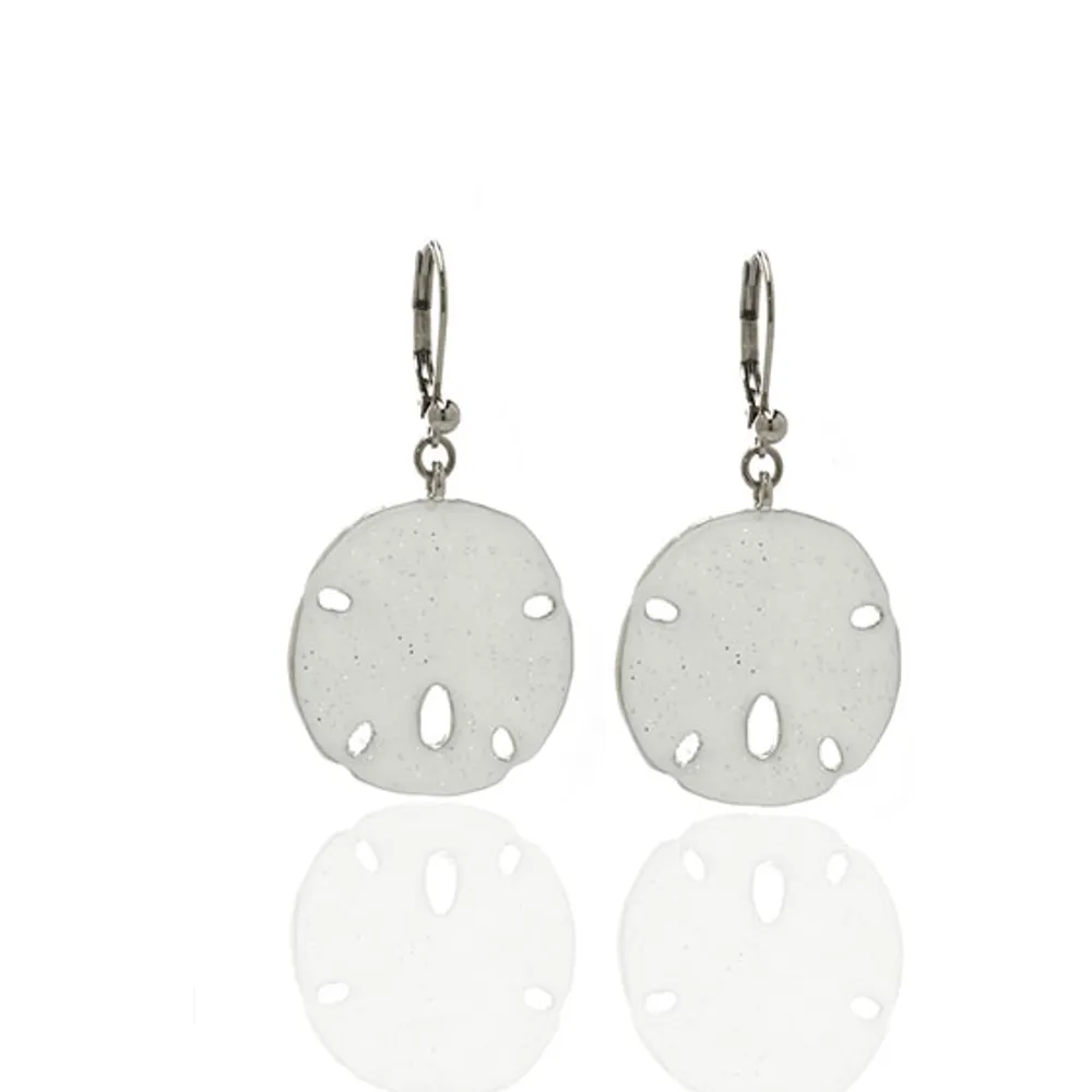 Stardust White Large Sand Dollar Earrings