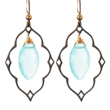 Statement Filigree Earrings with Marquee Gem