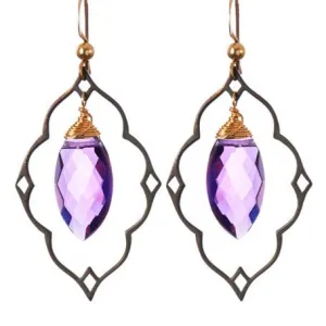 Statement Filigree Earrings with Marquee Gem