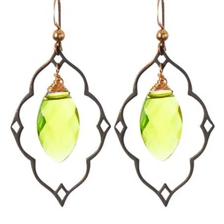 Statement Filigree Earrings with Marquee Gem