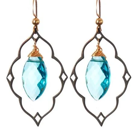 Statement Filigree Earrings with Marquee Gem