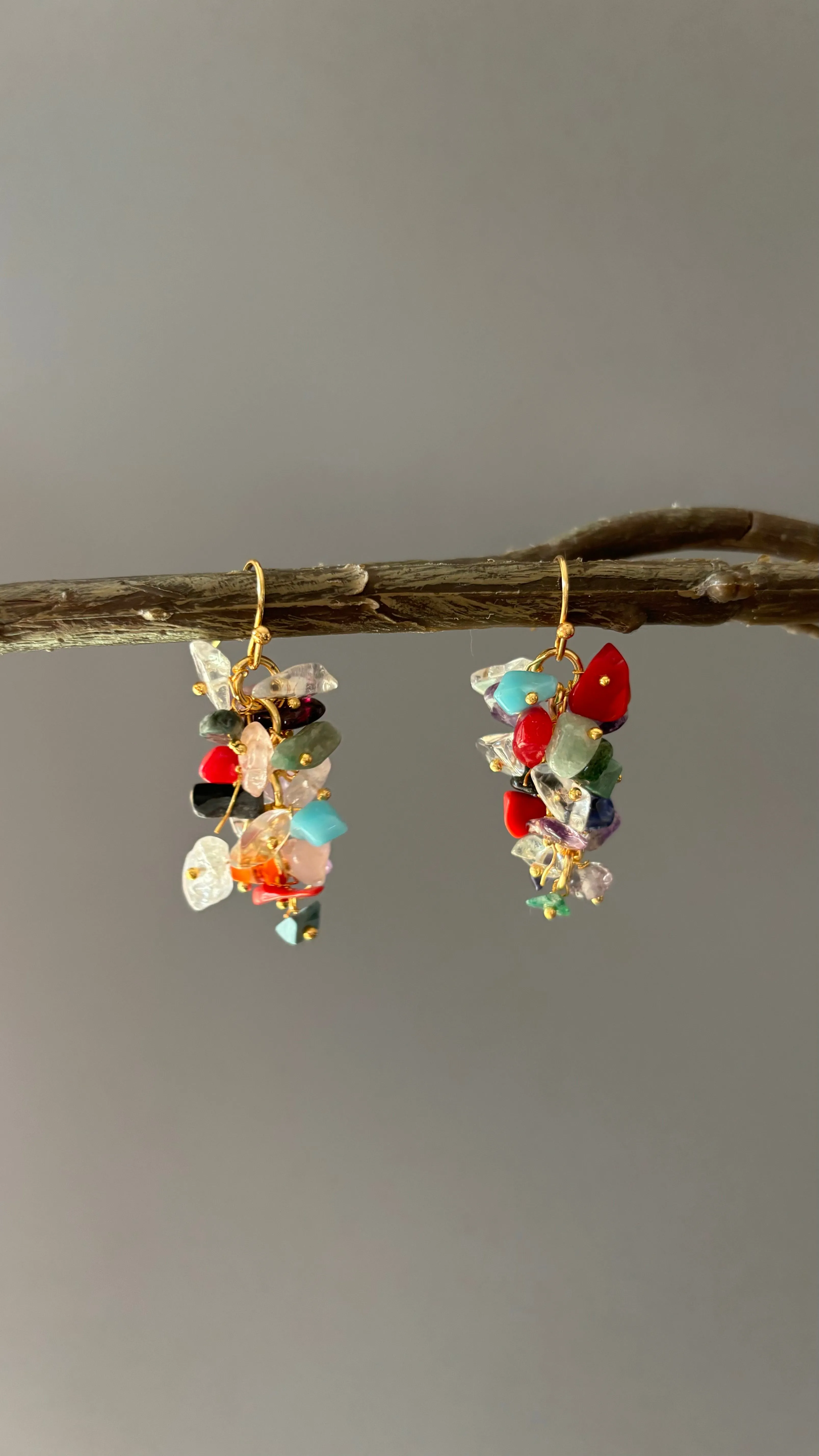 Statement Multicolor Natural Stones Earrings