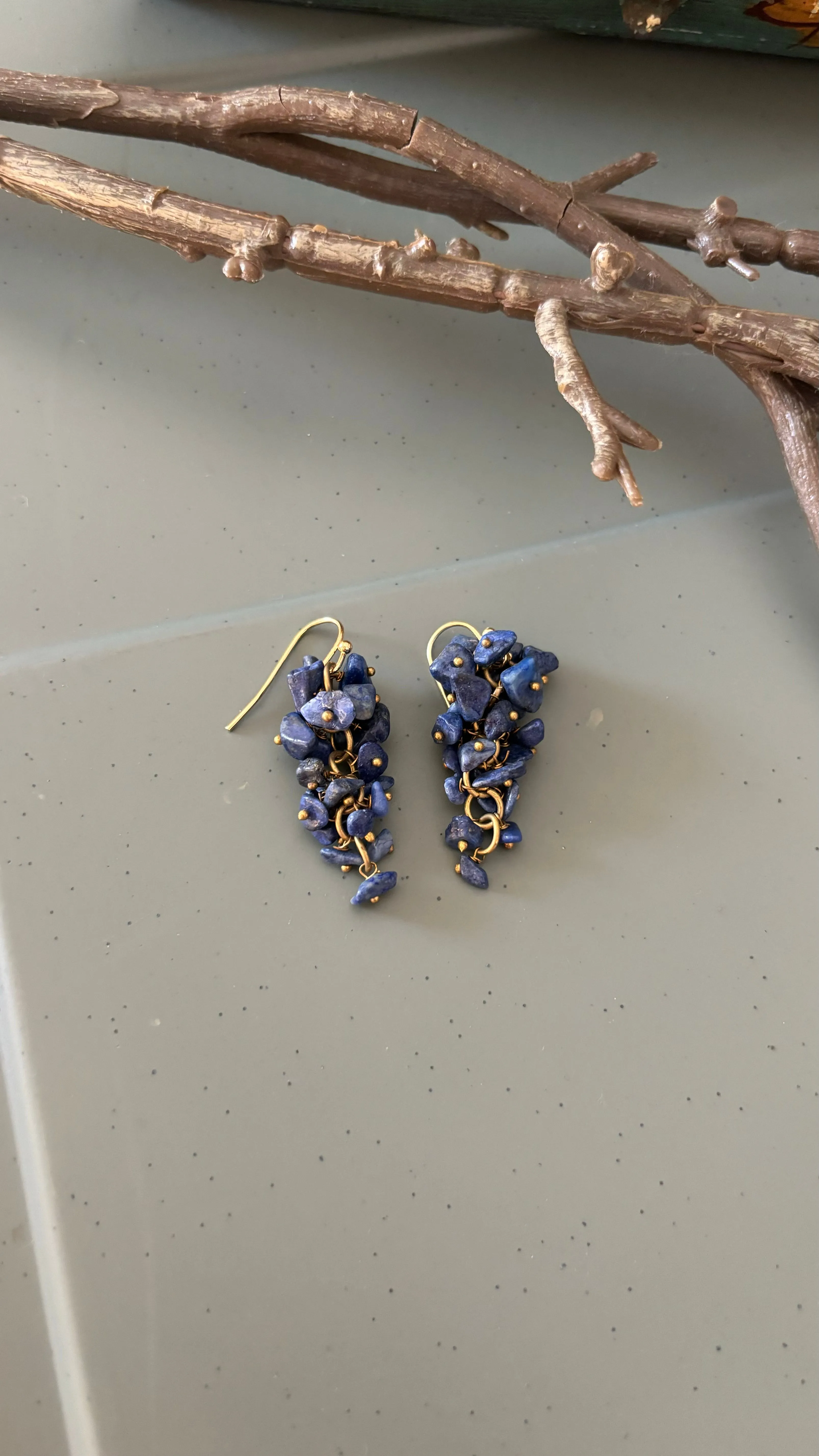 Statement Natural Lapis Lazuli Earrings