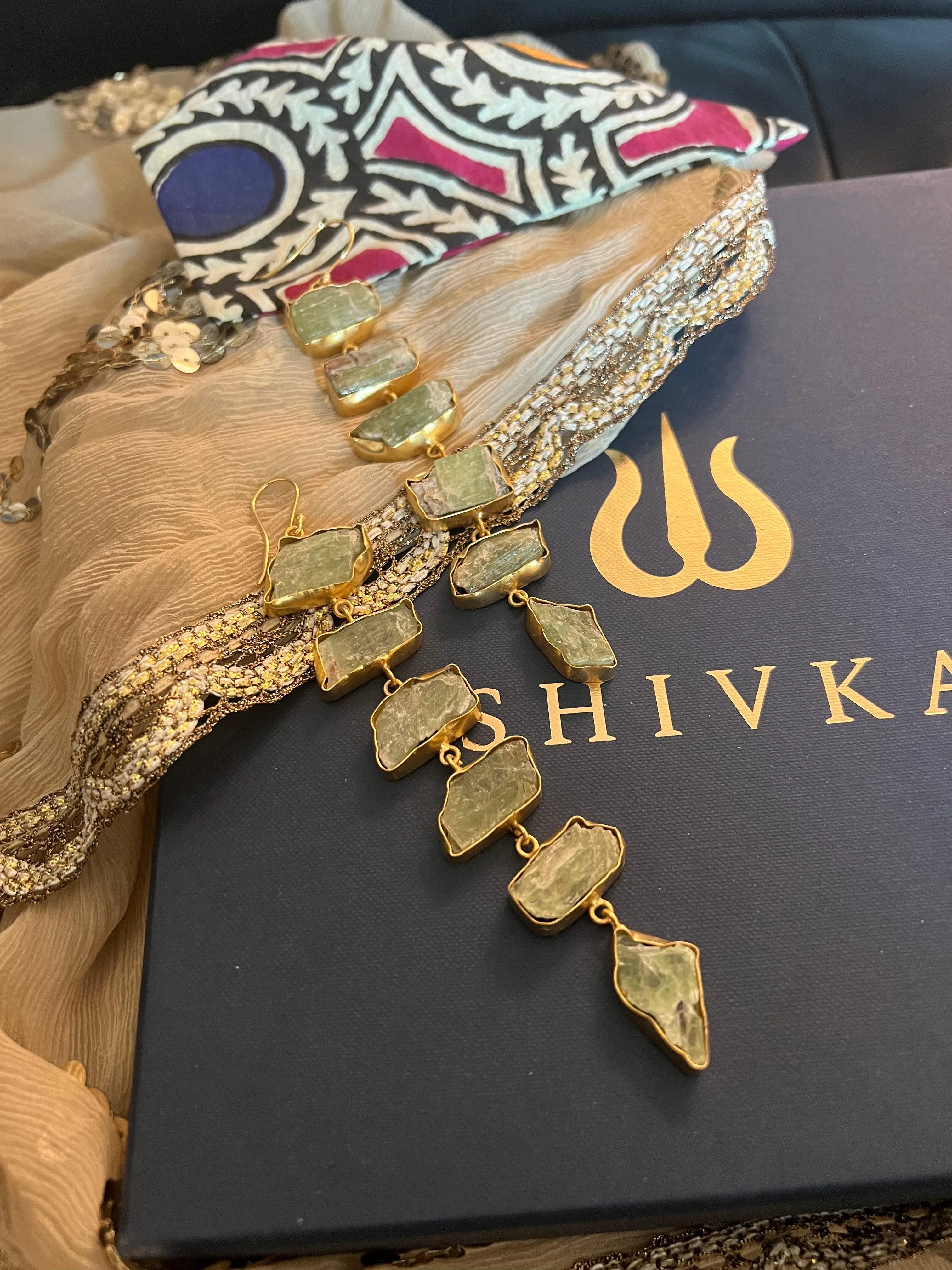 Statement Peridot Long Danglers