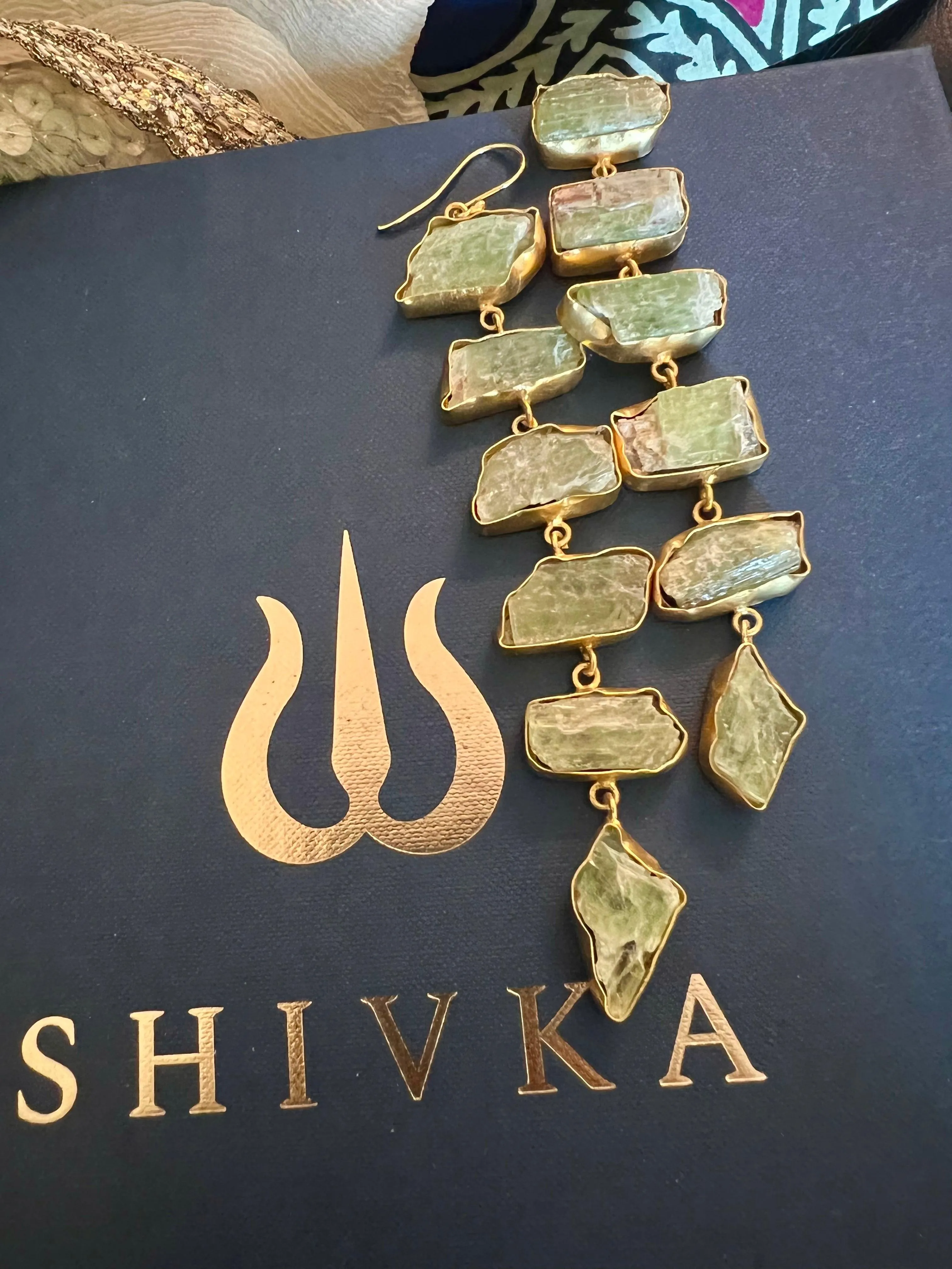 Statement Peridot Long Danglers