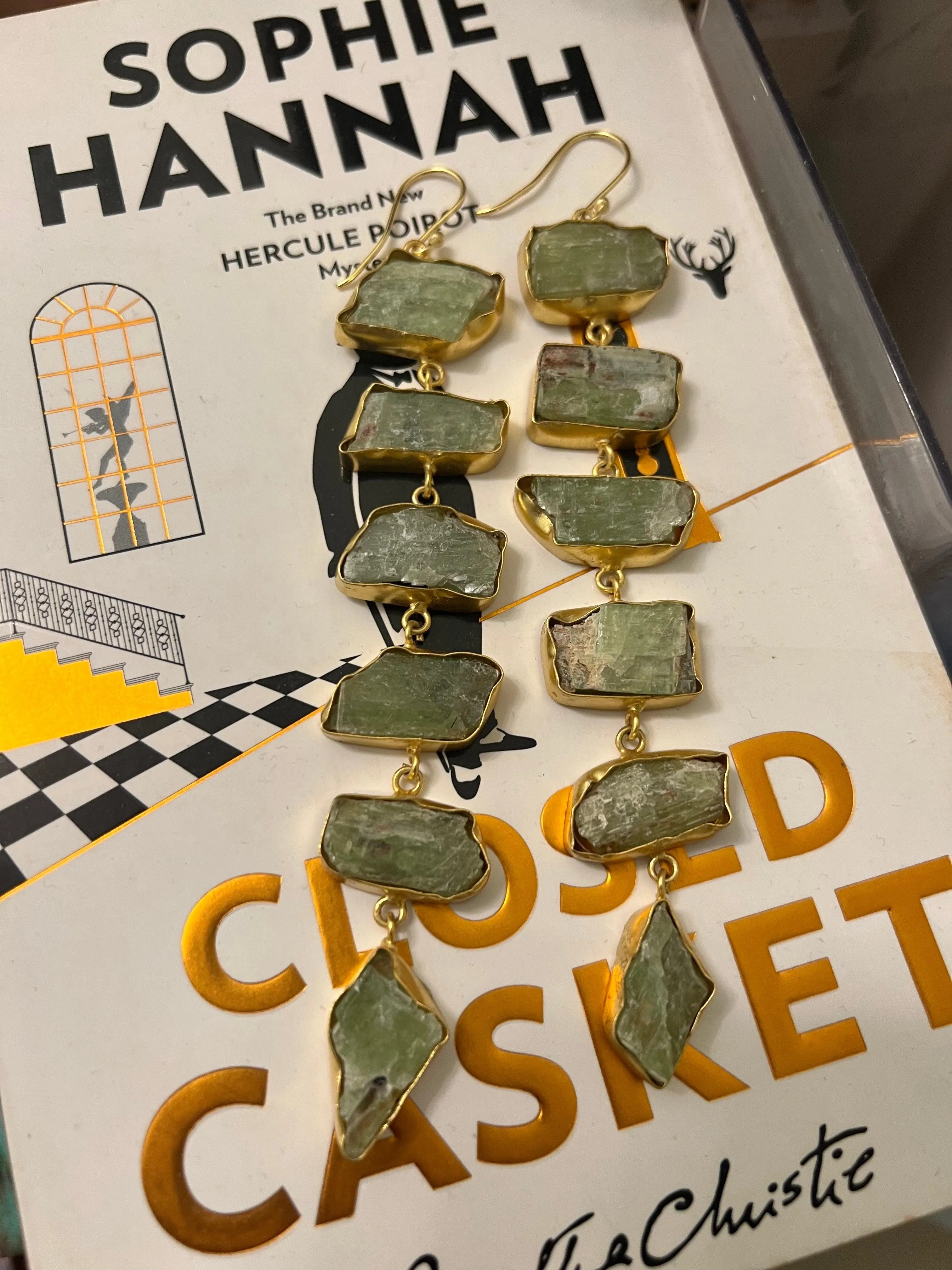 Statement Peridot Long Danglers