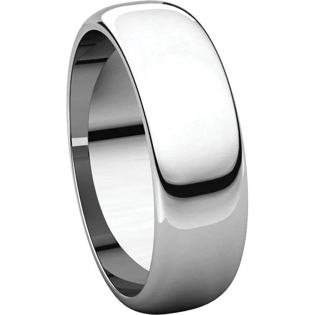 Sterling Silver 6mm Half Round Band, Size 11
