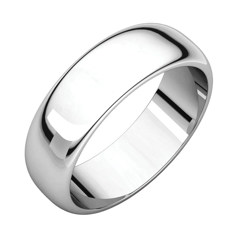 Sterling Silver 6mm Half Round Band, Size 11