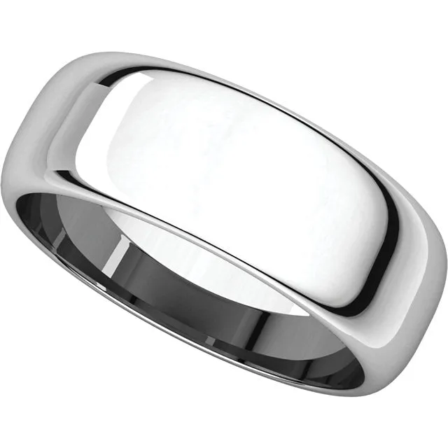 Sterling Silver 7mm Half Round Band, Size 11