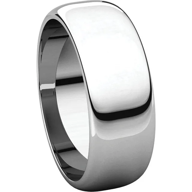 Sterling Silver 7mm Half Round Band, Size 11