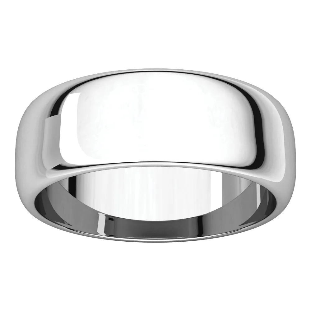 Sterling Silver 7mm Half Round Band, Size 11