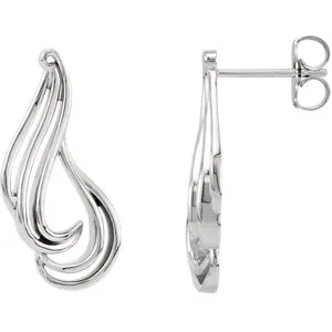 Sterling Silver & 14K White Freeform Earrings