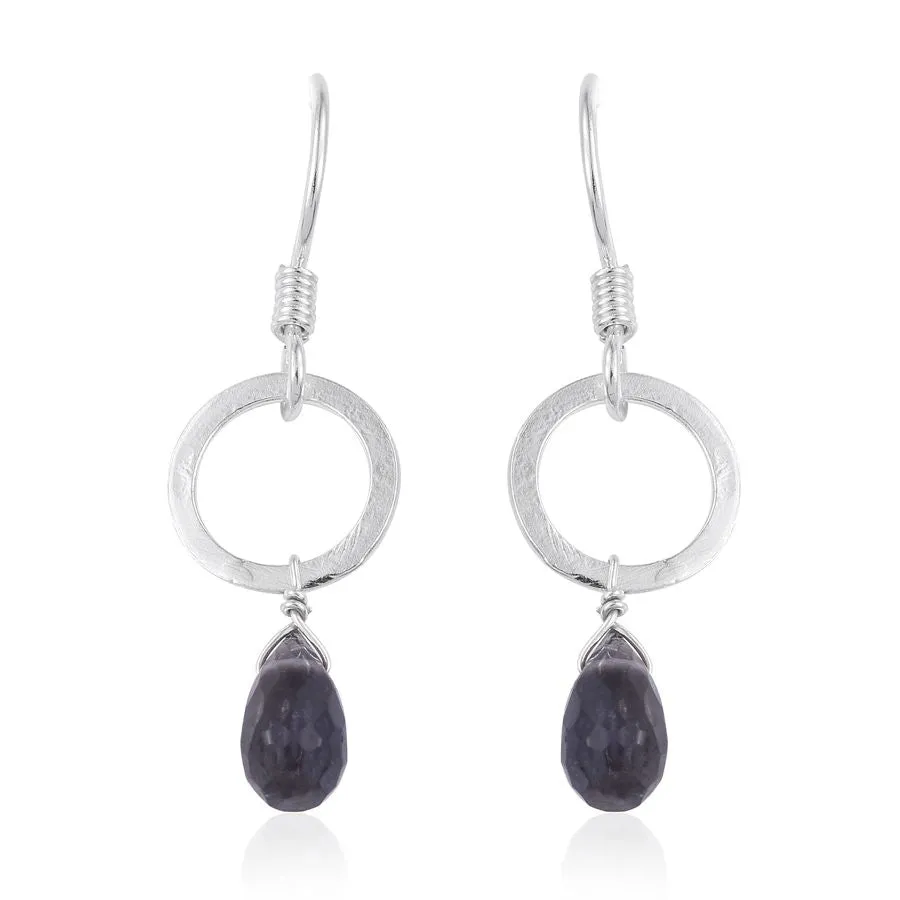 Sterling Silver Catalina Iolite Briolitte Dangle Drop Earrings