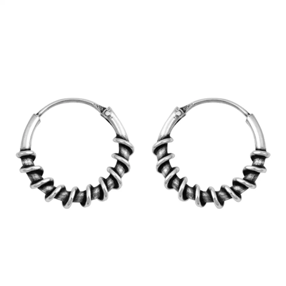 Sterling Silver Coil Wrap Hoop Statement Fashion Earrings 925 New