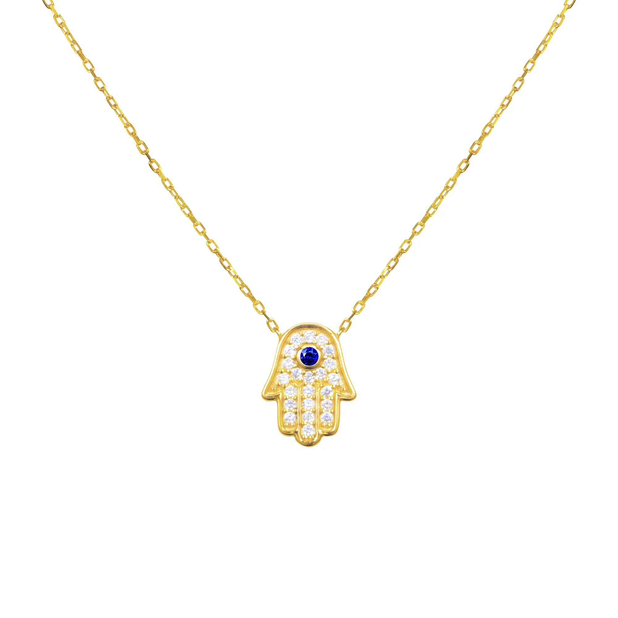 Sterling silver gold plated dainty hamsa necklace