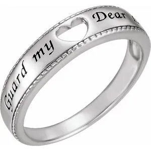 Sterling Silver Guard My Heart Ring Size 7