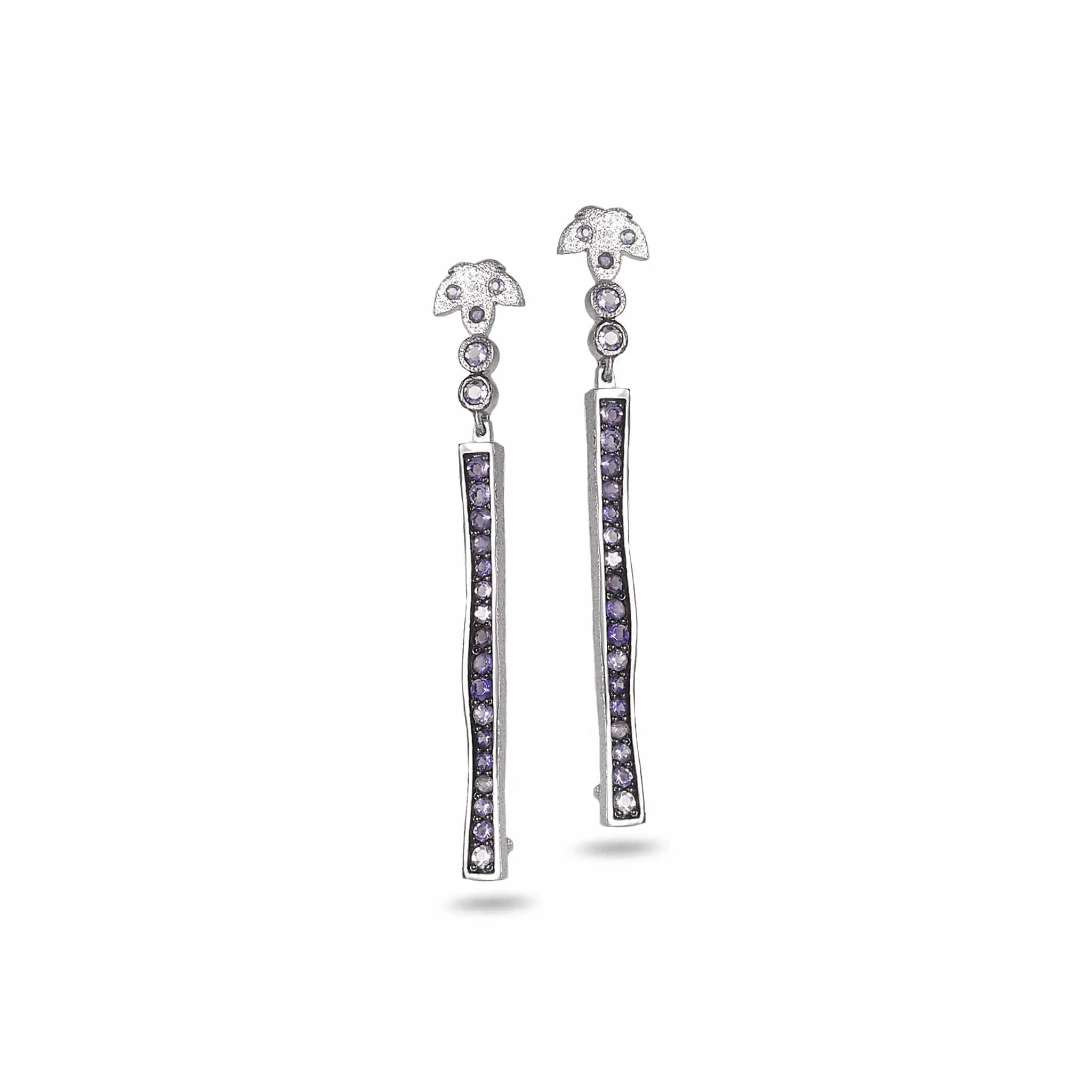 Sterling Silver Iolite and Diamond Rain Drop Earrings