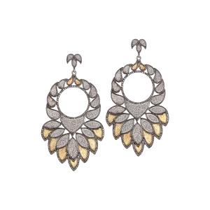 Sterling Silver Statement Drop Earrings With Rose Cut Diamonds