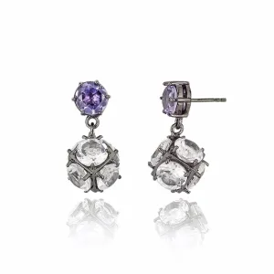 Sterling Silver Statement Earrings with Amethyst & White Topaz