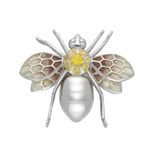 Sterling Silver Yellow Sapphire Enamel Style & Fashion Wasp Brooch
