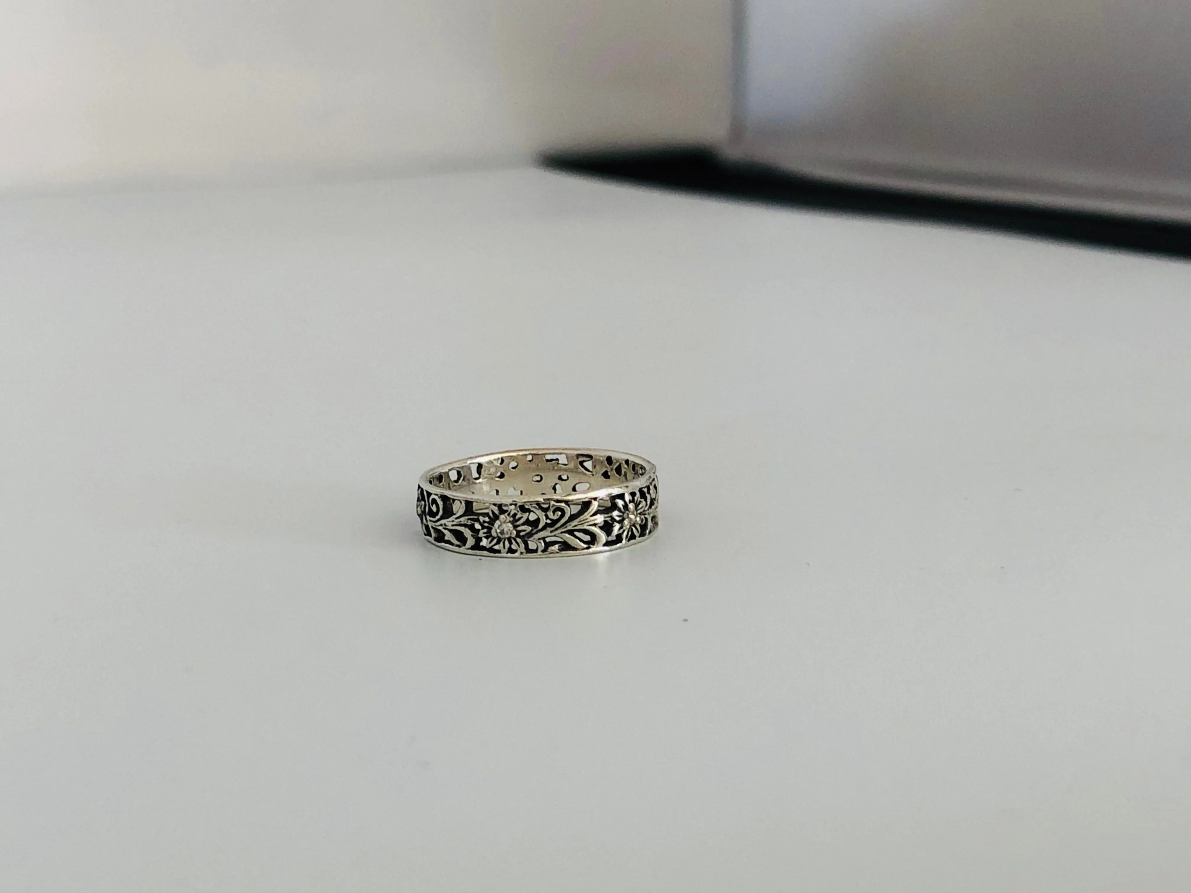 Sunflower Ring - Sterling Silver Stacking Ring