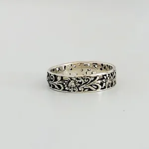 Sunflower Ring - Sterling Silver Stacking Ring