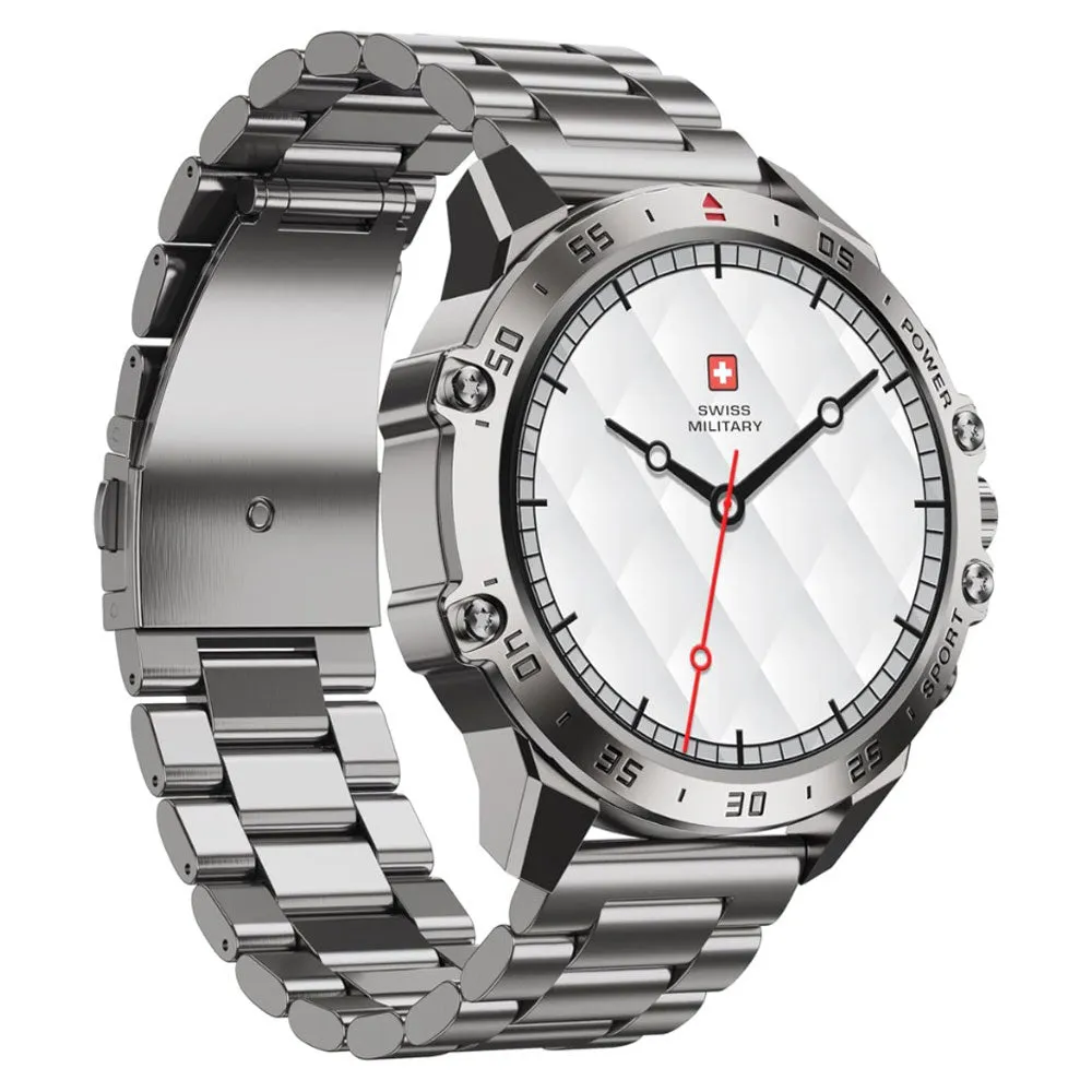 Swiss Military DOM 5 Smart Watch Silver Metal Case With Silver Metal Strap