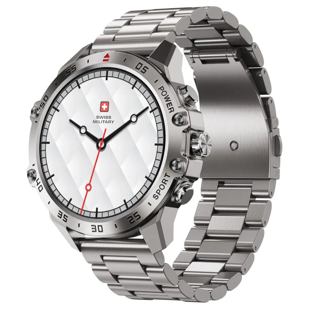 Swiss Military DOM 5 Smart Watch Silver Metal Case With Silver Metal Strap