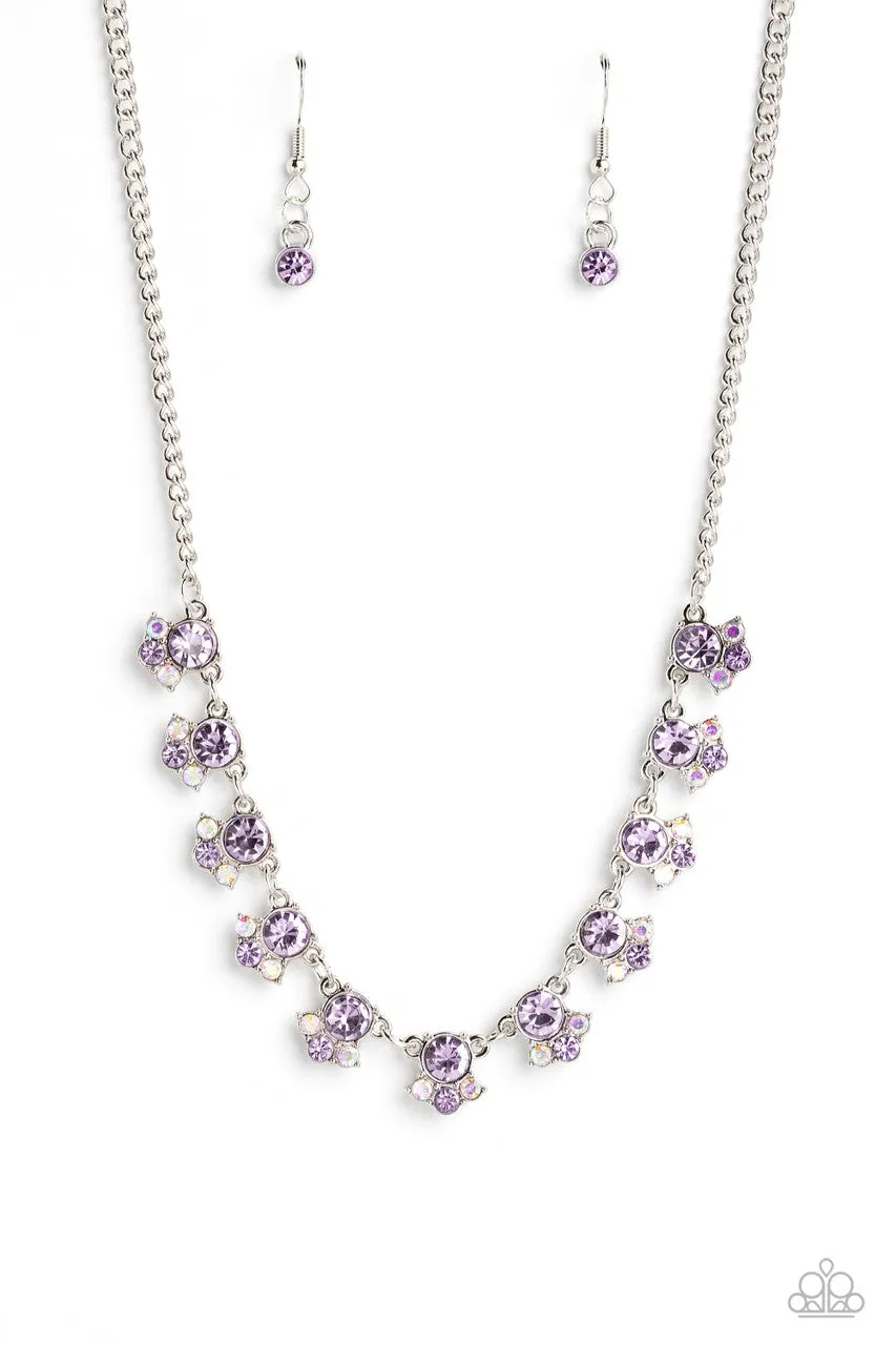 Tabloid Treasure - Purple - Iridescent Rhinestone Paparazzi Short Necklace