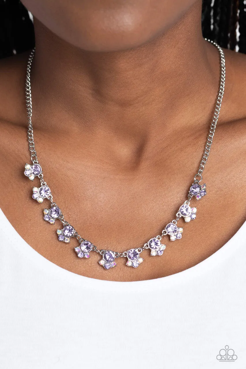 Tabloid Treasure - Purple - Iridescent Rhinestone Paparazzi Short Necklace