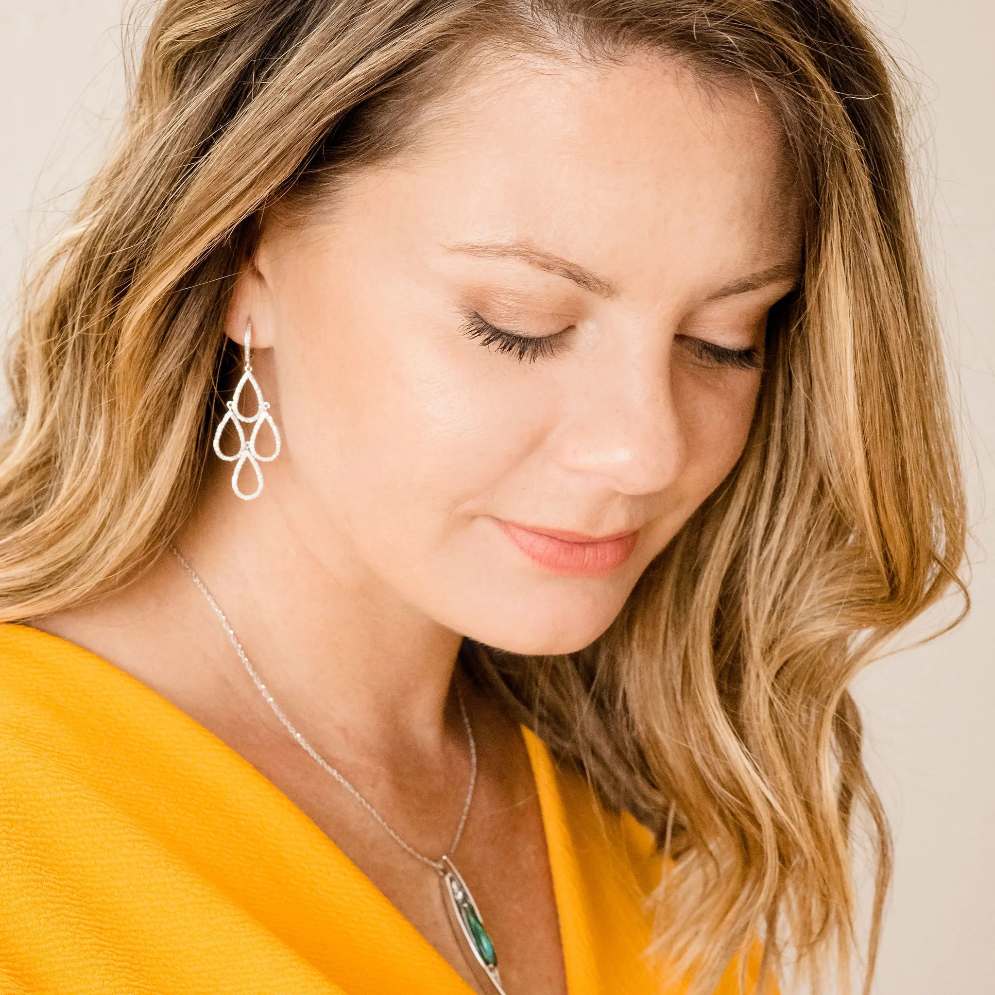 Teardrop Diamond Chandelier Statement Earrings