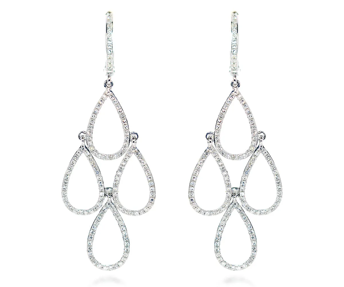 Teardrop Diamond Chandelier Statement Earrings