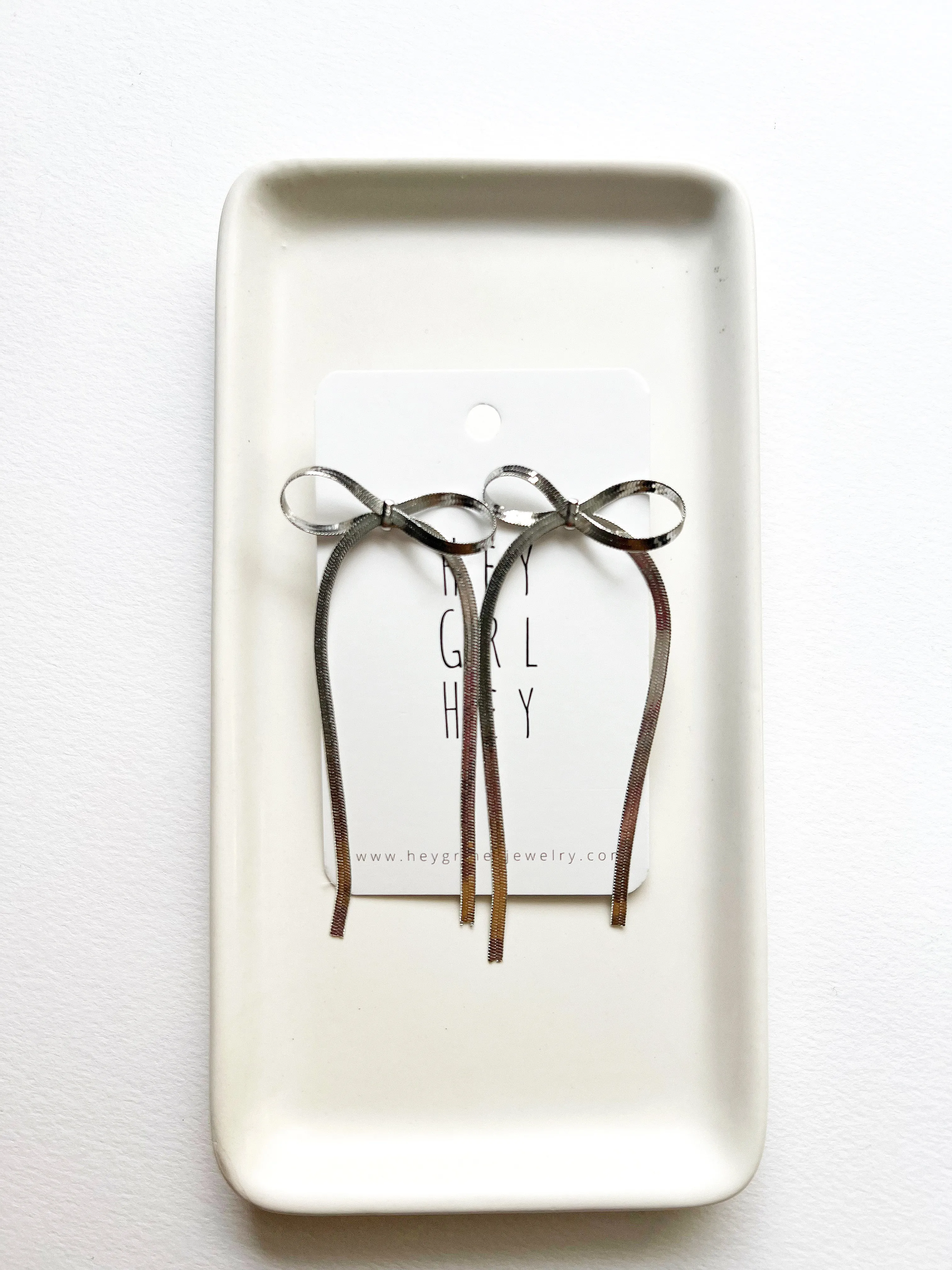 The Bexley Bow Earrings in Silver