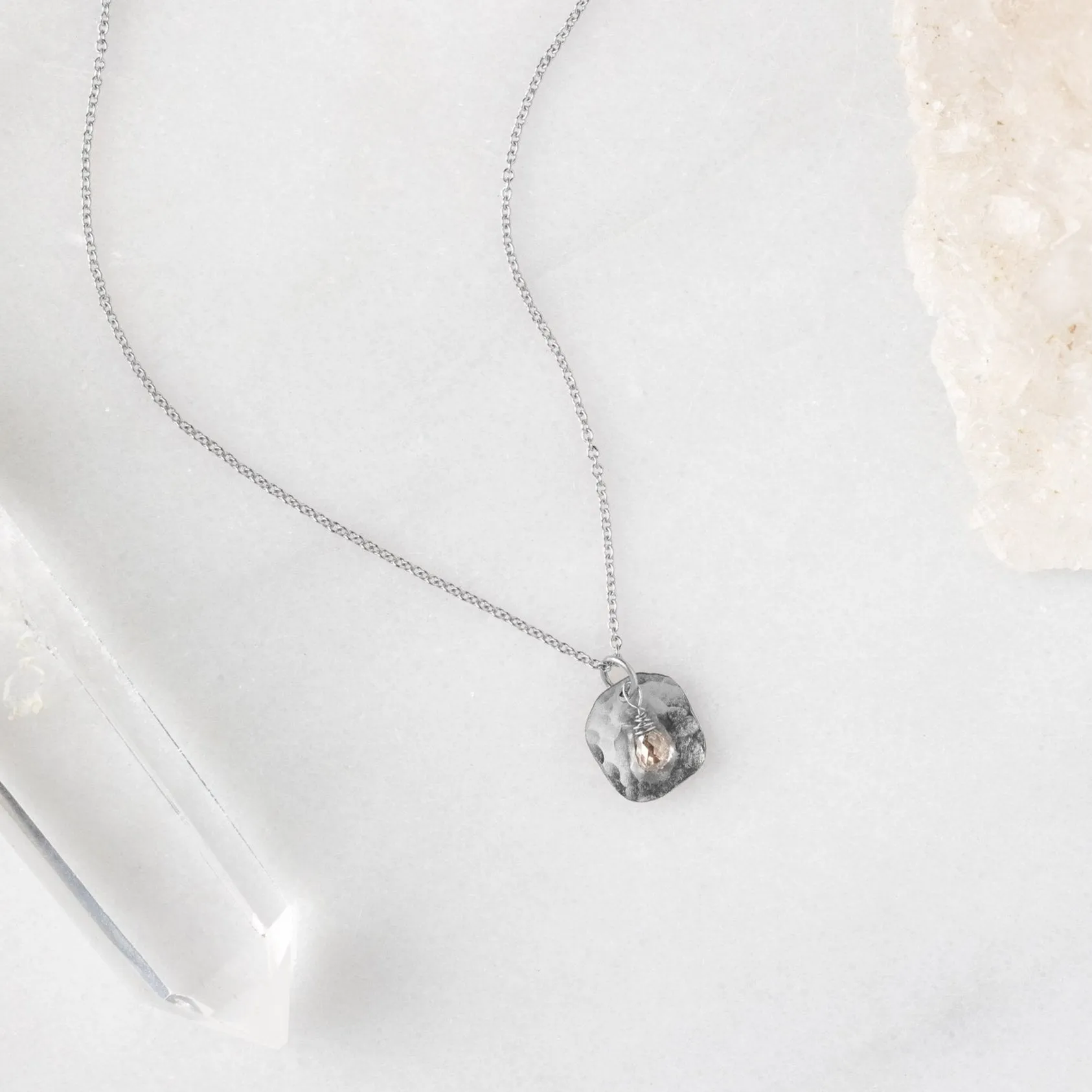 The Champagne Diamond Petal Necklace | Sterling Silver