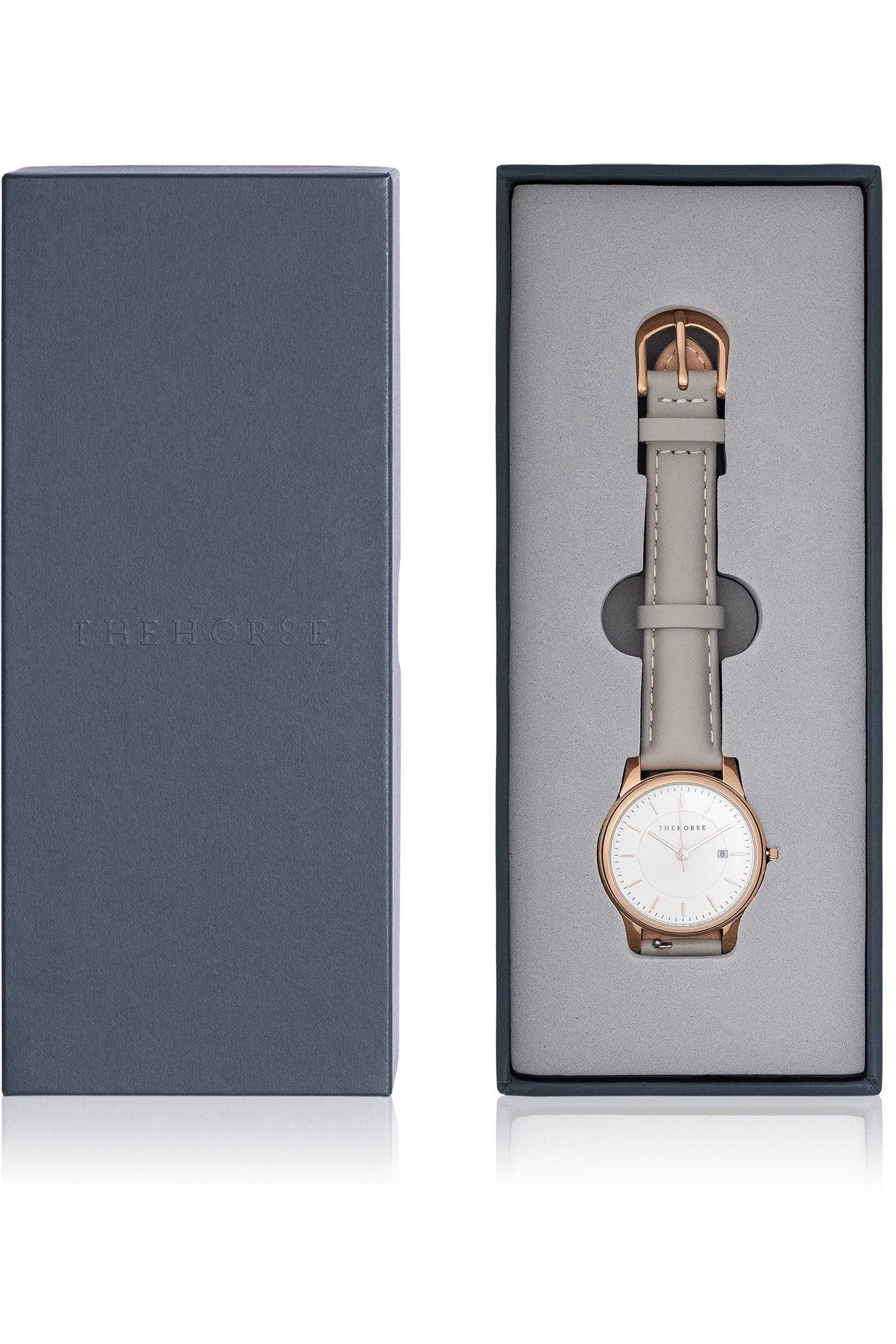 THE HORSE IVY GIRL WATCH - ROSE GOLD/WHITE FACE/GREY STRAP