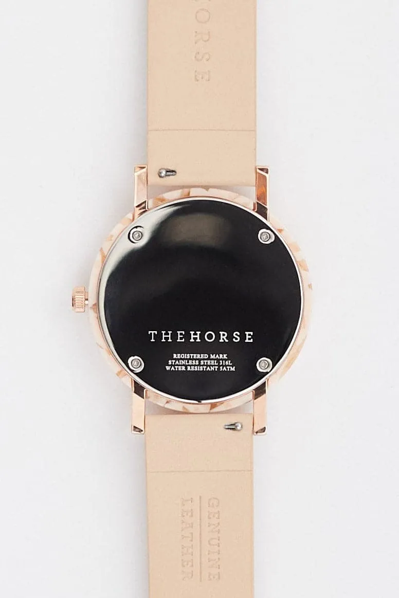 THE HORSE RESIN WATCH - PEACH SPECKLE NOUGAT/WHITE FACE/NUDE STRAP
