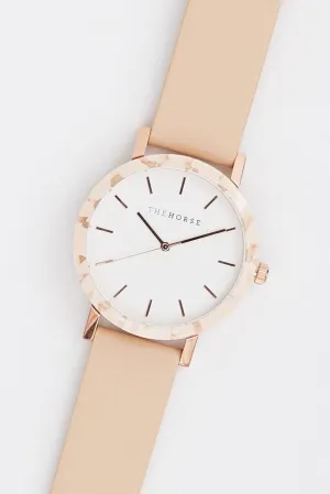 THE HORSE RESIN WATCH - PEACH SPECKLE NOUGAT/WHITE FACE/NUDE STRAP