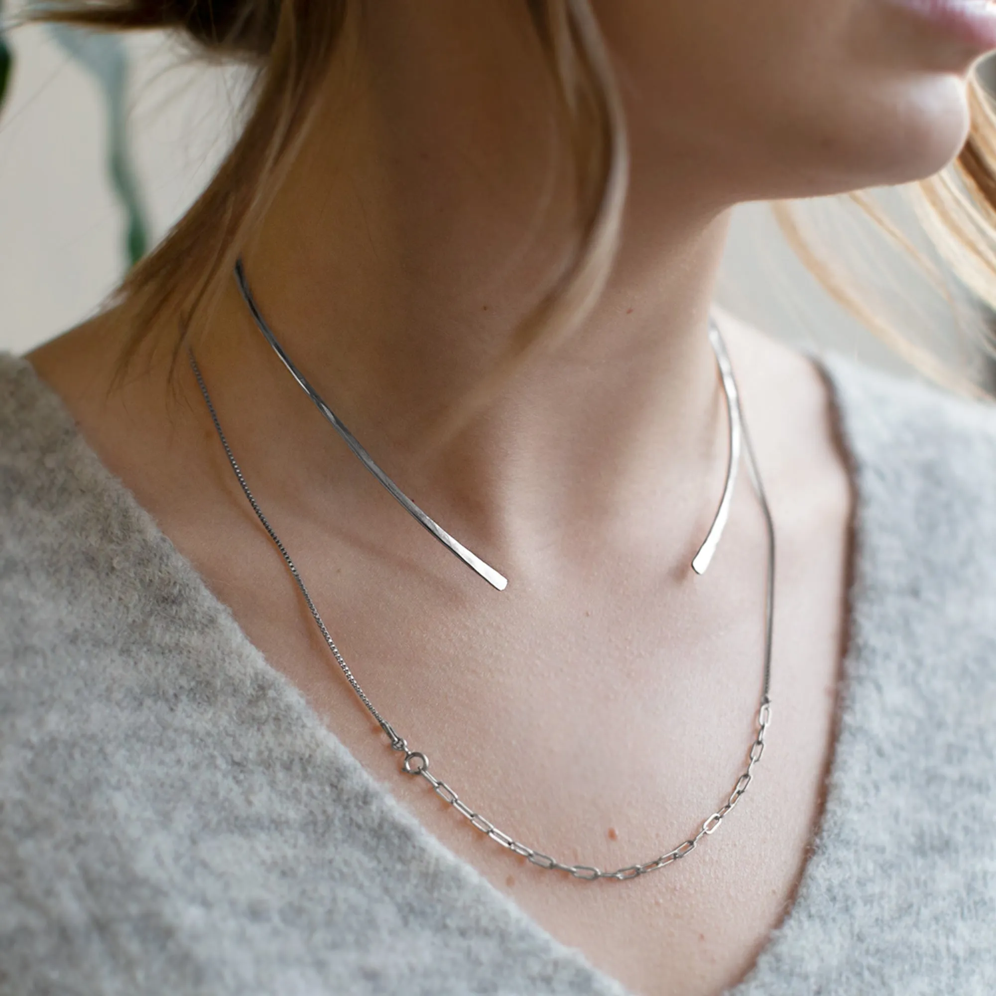 The Open Cuff Necklace | Sterling Silver