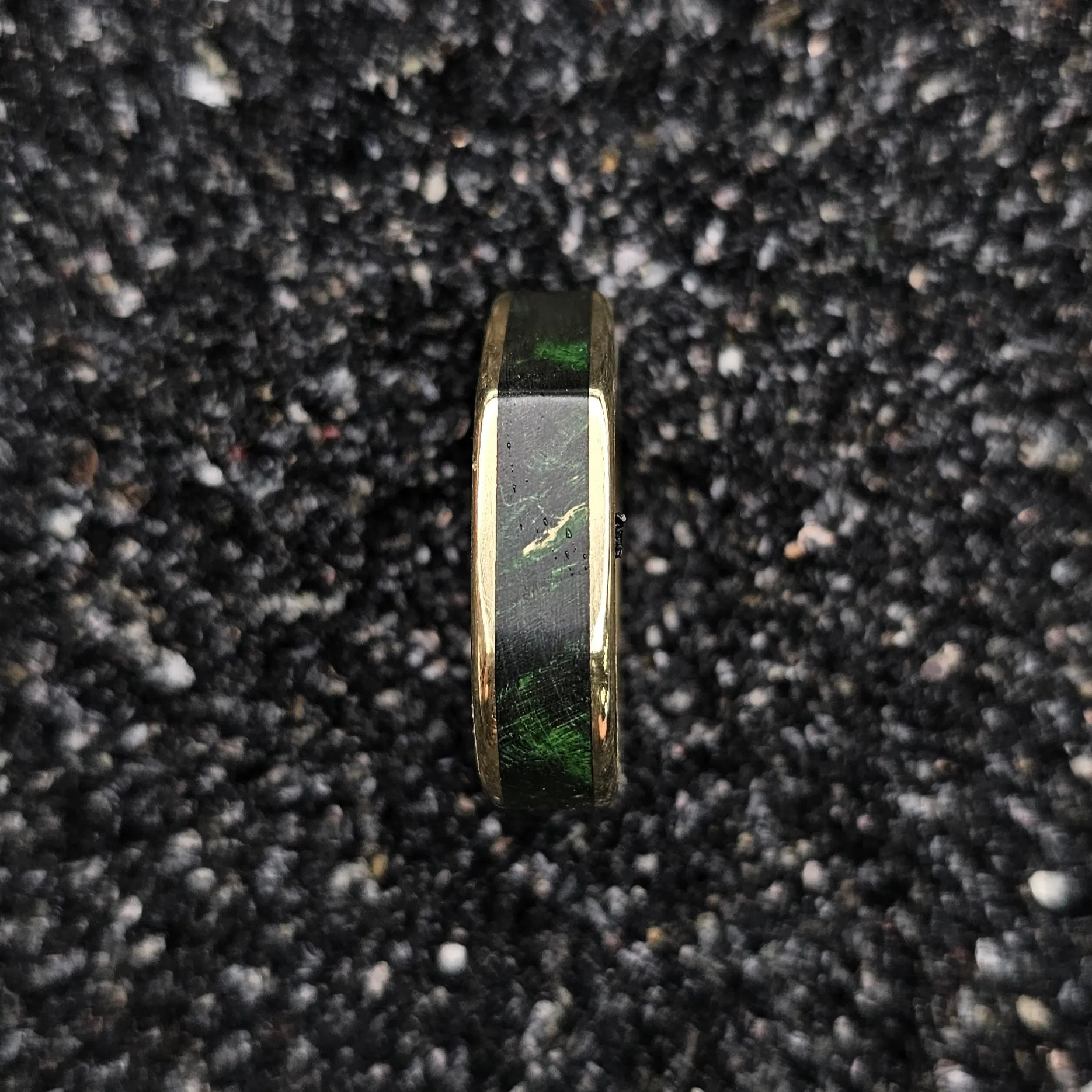 The Ouija (Green Burl Wood & Brass Ring)
